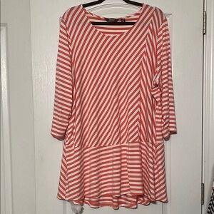 Dennis By Dennis Basso Pink and White Striped Tunic Top Women’s Size 3X